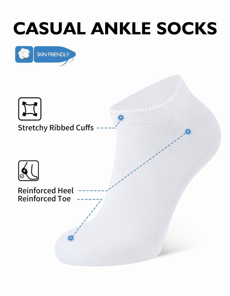 CLOSEMATE 10 Pairs Ankle Socks for Men Women Cotton Comfortable Non Slip Low Cut for Casual(5Black5White, Size M) - Image 2